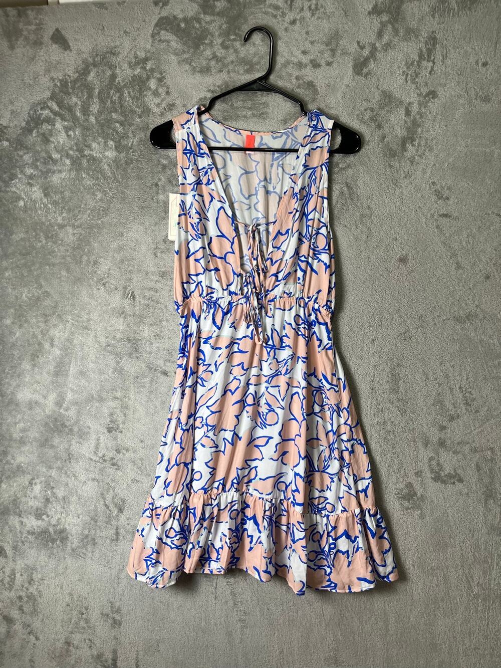 Maaji Abstract Floral Mini Dress VNeck Sleeveless Resort Garden Party M New